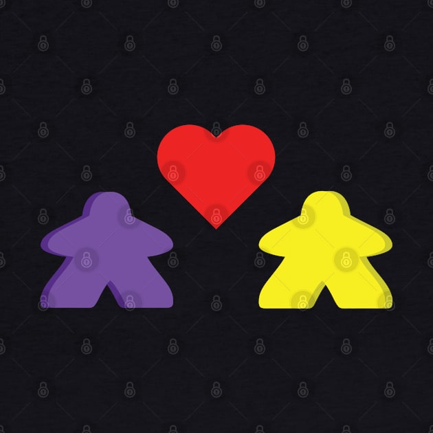 Yellow And Purple Meeple Couple Board Game Valentine's Day by Shadowisper